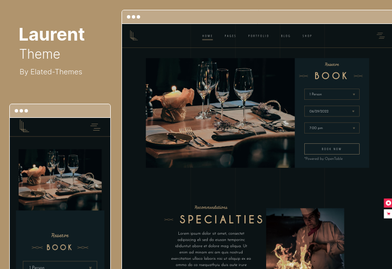 Laurent Theme - Elegancka restauracja WordPress Theme