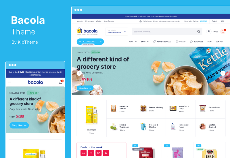 Bacola Teması - Bakkal ve Gıda e-Ticaret WordPress Teması