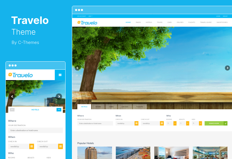 Travelo Theme - Tema de WordPress adaptable para reservas de viajes/tours