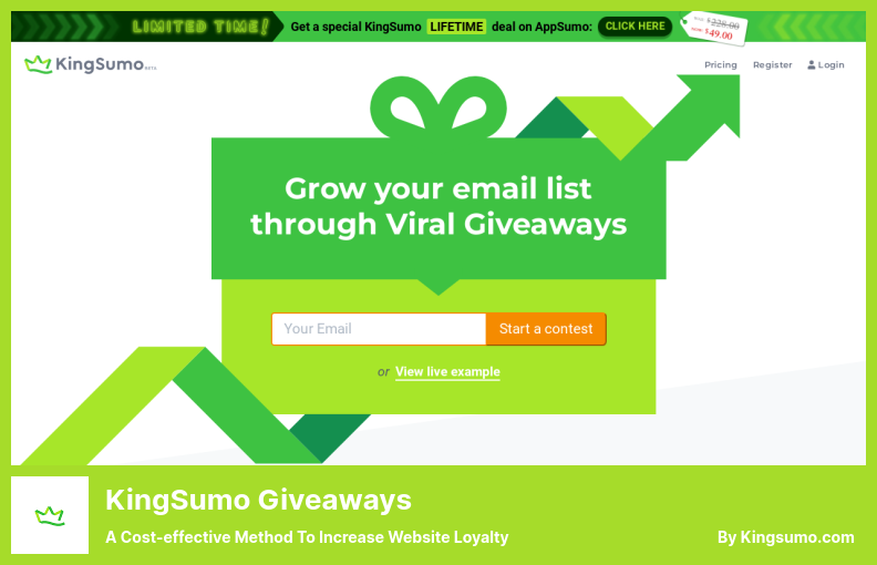 KingSumoGiveawaysプラグイン-ウェブサイトの忠誠心を高めるための費用対効果の高い方法