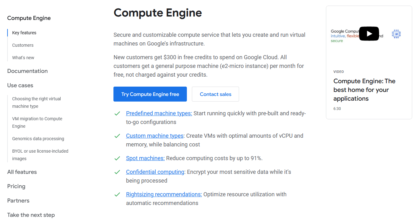 Google Compute Engine-Startseite