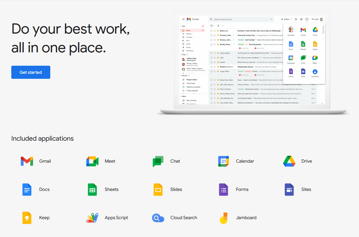 Os muitos aplicativos disponíveis no Google Workspace