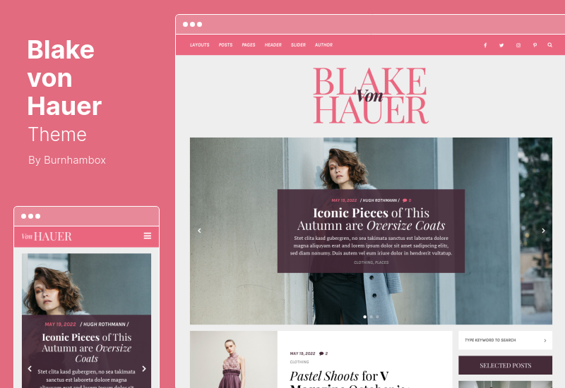 Tema Blake von Hauer - Tema WordPress per riviste di moda editoriale