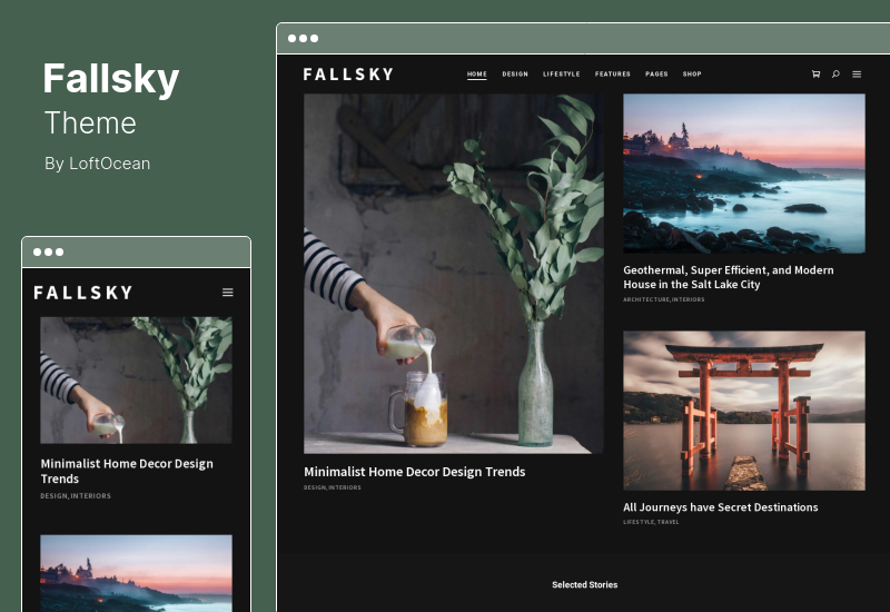 Fallsky Theme - тема WordPress журнала о стиле жизни с магазином