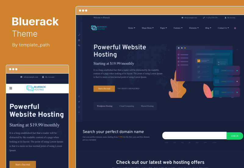 Bluerack 主题 - 现代托管 WordPress 主题