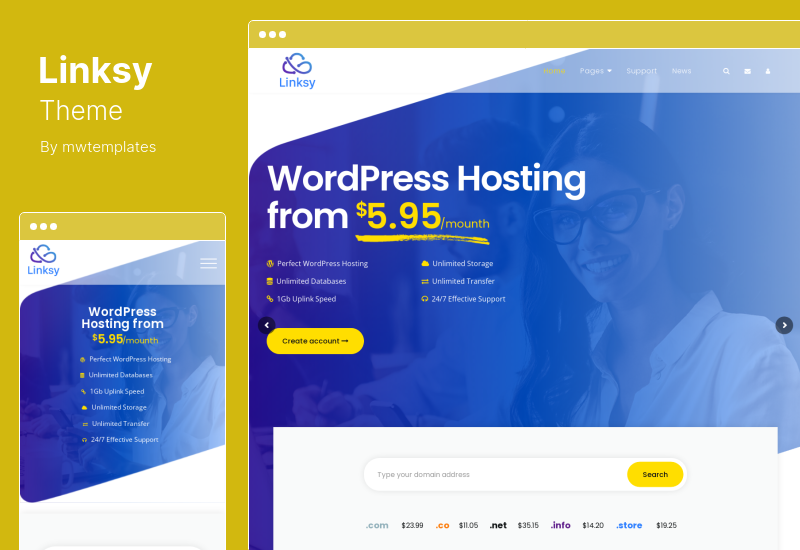 Tema Linksy - Tema WordPress per provider di dominio e hosting