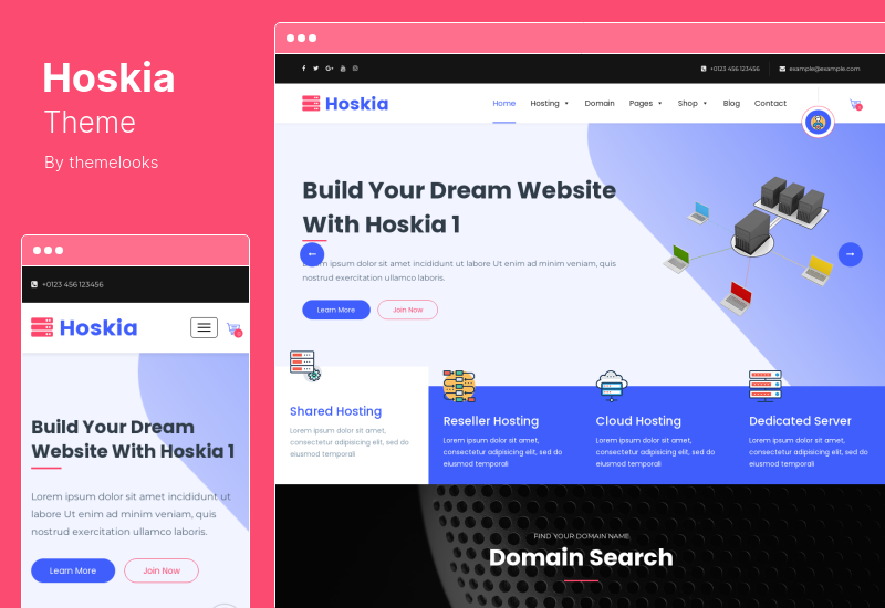 Hoskia Theme - Hosting multipropósito con WHMCS WordPress Theme