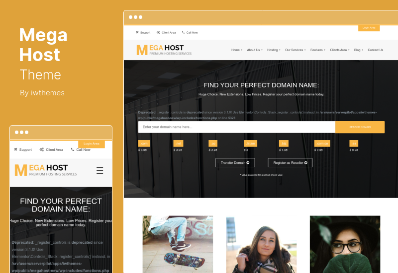 Thème MegaHost - Hébergement avec le thème WordPress WHMCS