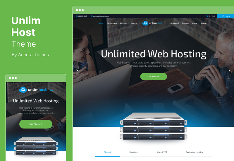 Tema UnlimHost - Tema WordPress per Web Hosting e Tecnologia Internet