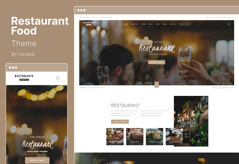 Tema de comida de restaurante - Tema WordPress de comida de restaurante