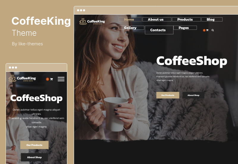 موضوع CoffeeKing - كوفي شوب ومشروبات متجر على الإنترنت ووردبريس الموضوع