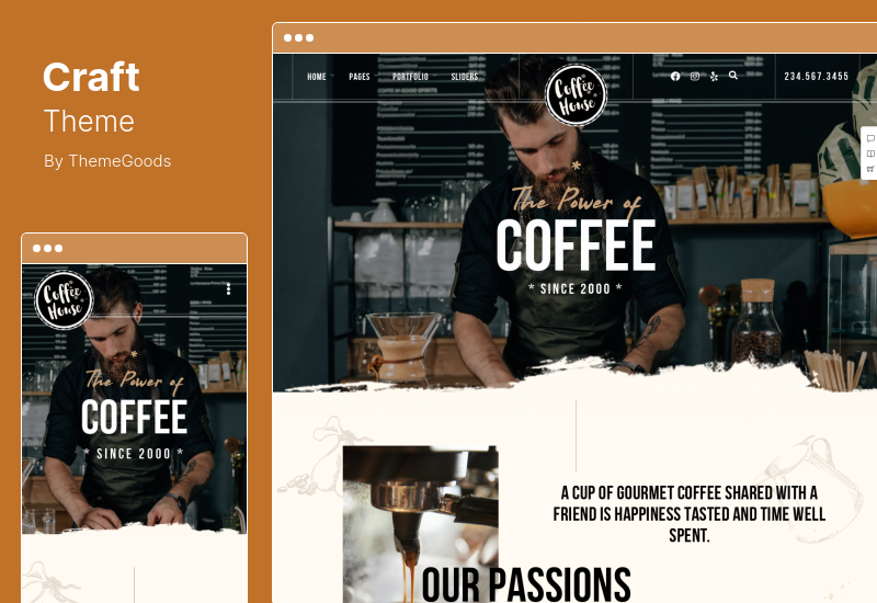 Craft Theme - ร้านกาแฟร้านกาแฟร้านอาหาร WordPress Theme