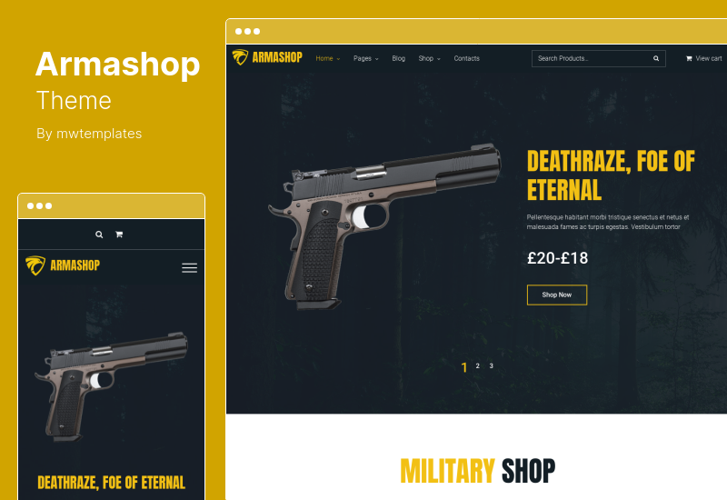 Thème Armashop - Thème WooCommerce Armes et munitions