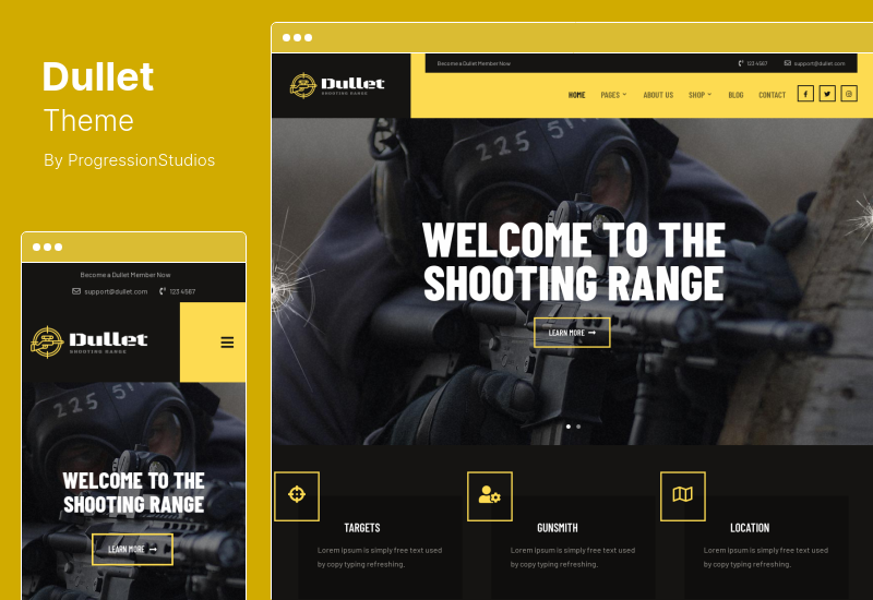 Dullet 主題 - 射擊場和槍械俱樂部 WordPress 主題