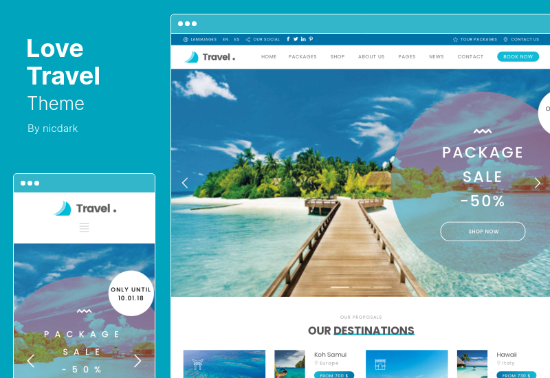 Love Travel Theme - Tema creativo de WordPress para agencias de viajes