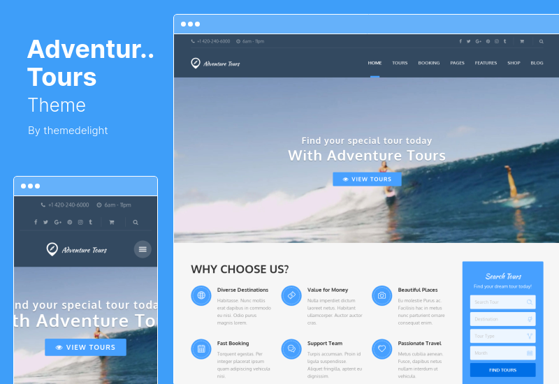 Adventure Tours Theme - Tema de WordPress para viajes y excursiones