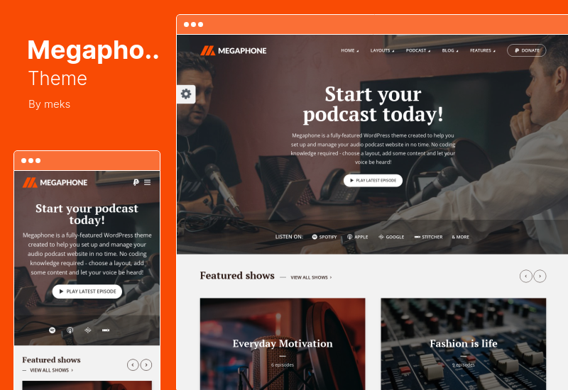 ธีมโทรโข่ง - Podcast WordPress Theme