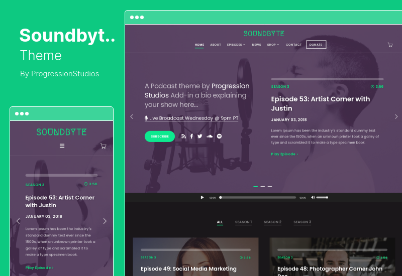 Soundbyte Teması - Podcast / Ses WordPress Teması