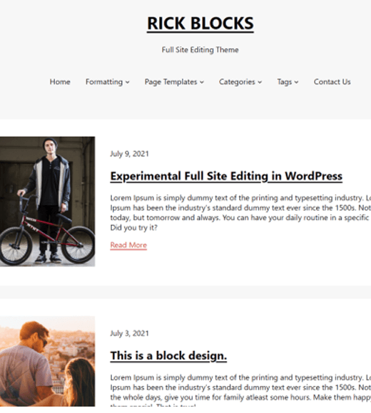 Tema Blok WordPress Rick