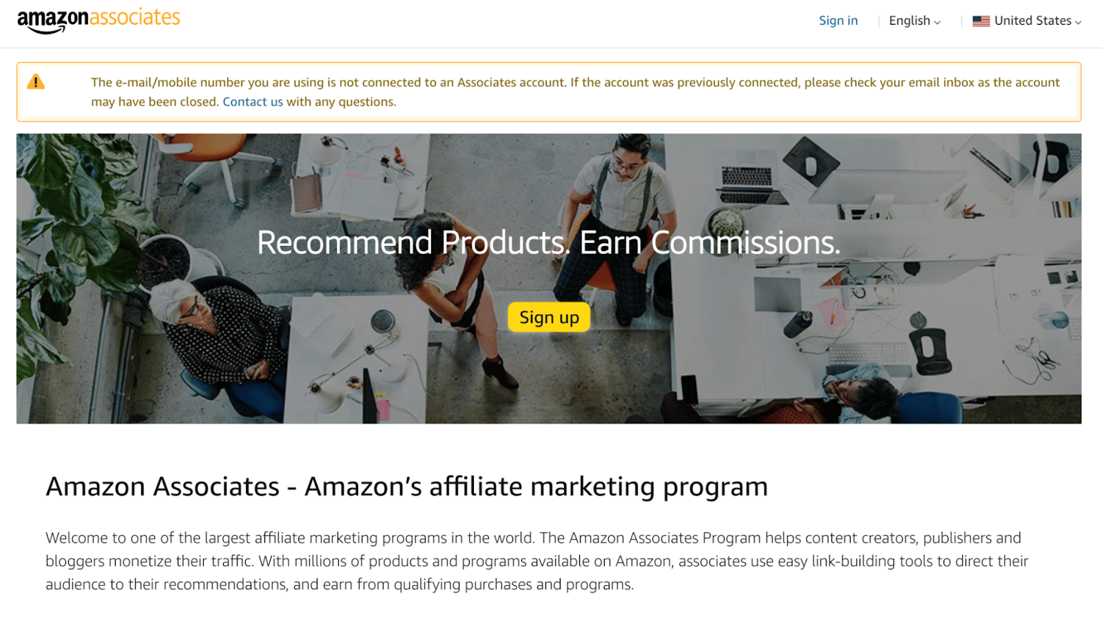 Amazon Associates 的主页