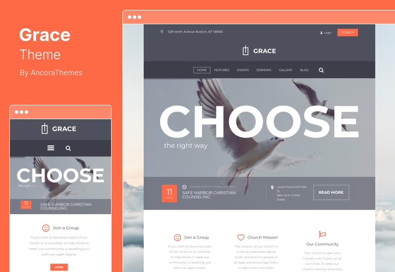 Grace Theme - Tema de WordPress para iglesia, religión y caridad