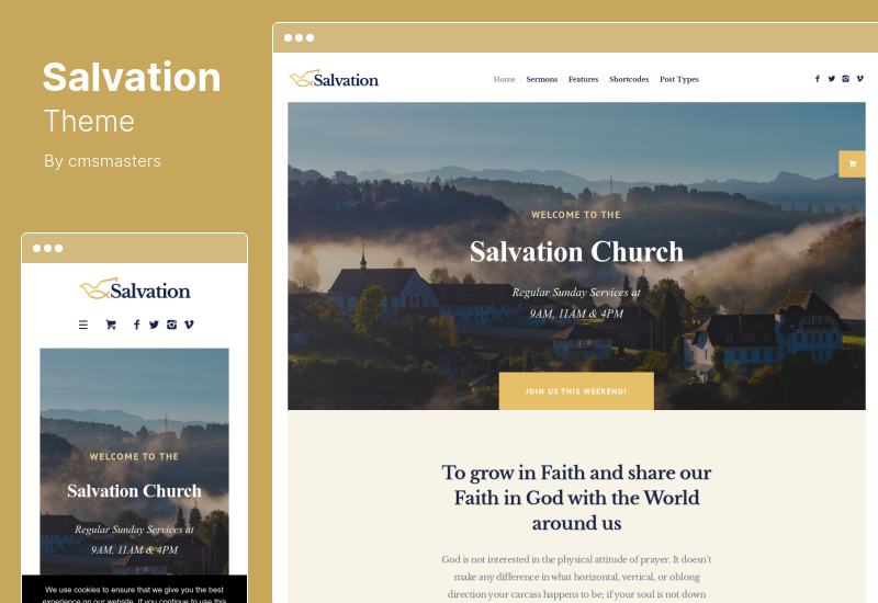 Salvation Theme - ธีม WordPress ของคริสตจักรและศาสนา