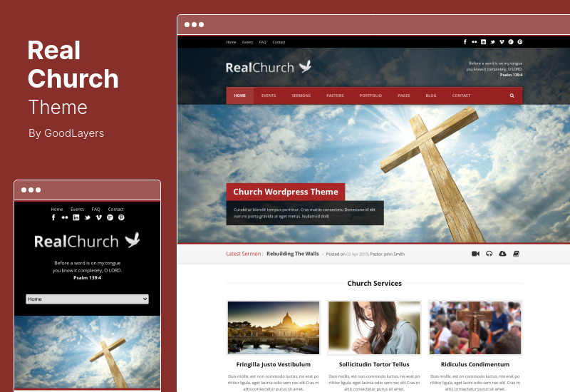 Tema della Chiesa reale - Tema WordPress reattivo pronto per la retina