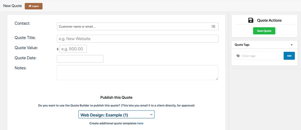 criando uma cotação com o Jetpack CRM