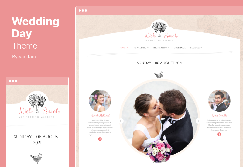 Tema del giorno del matrimonio - Tema WordPress per matrimoni