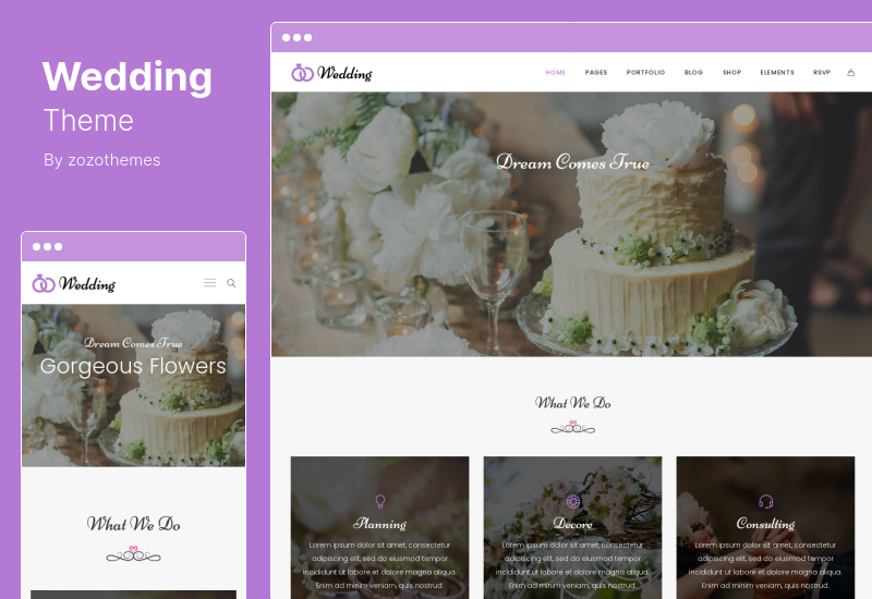 Tema de boda - Tema de WordPress para planificador de matrimonio de compromiso