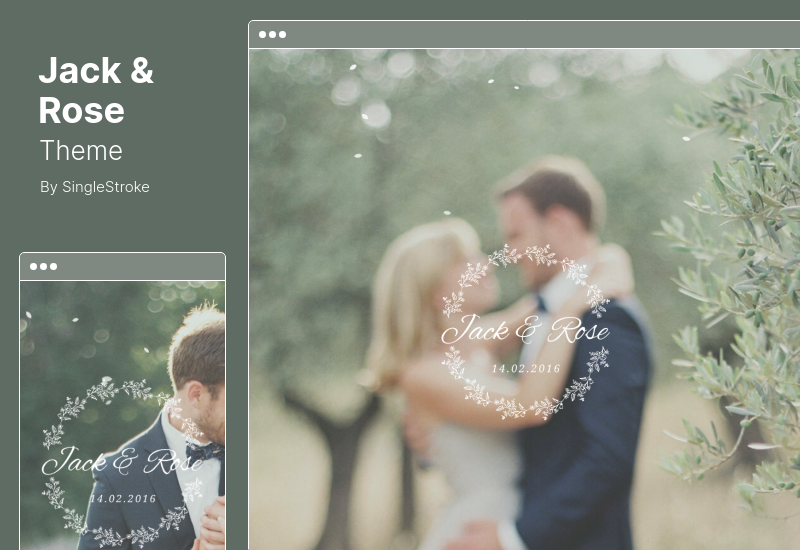 Tema Jack & Rose - Un tema de boda caprichoso de WordPress