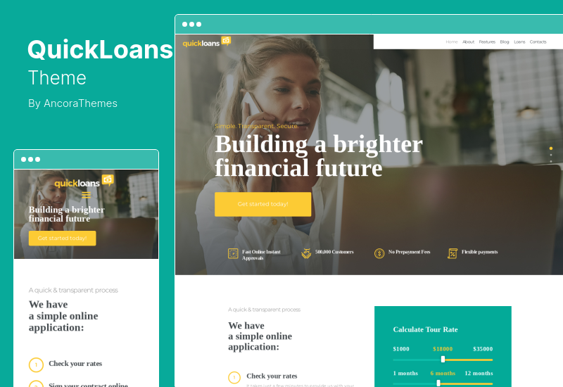 QuickLoans 主題 - 貸款公司銀行業務 WordPress 主題