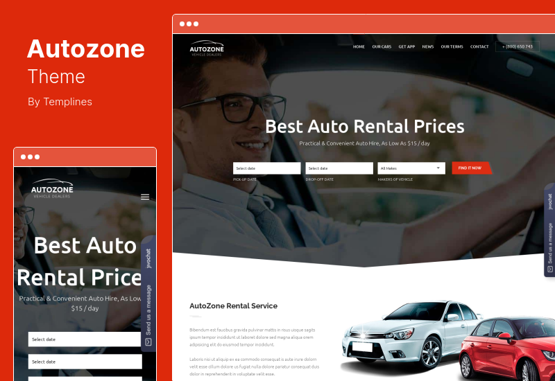 Motyw Autozone - Auto Dealer & Wynajem samochodów Motyw WordPress