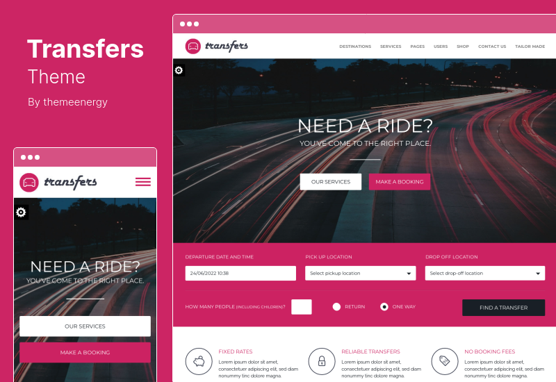 Transfers Theme - Tema de WordPress para transporte y alquiler de coches