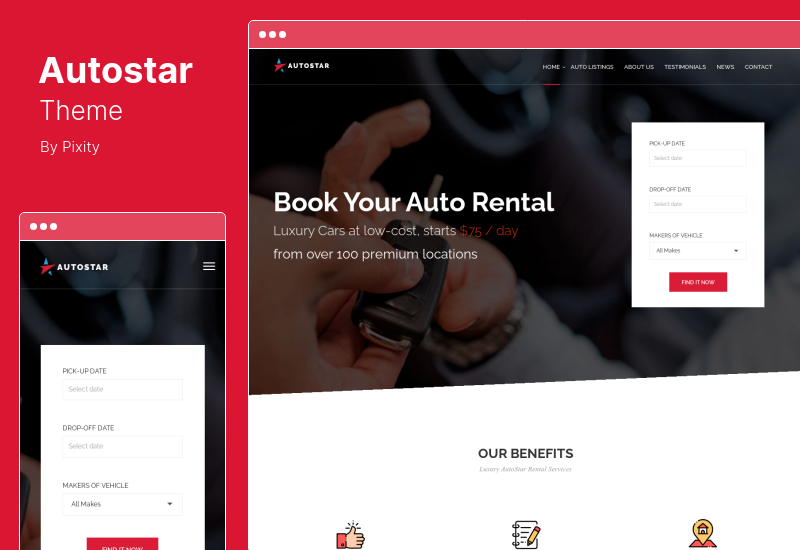 موضوع Autostar - سمة WordPress لتأجير السيارات