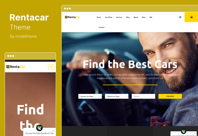 Rentacar Theme - Sewa Mobil & Daftar Tema WordPress