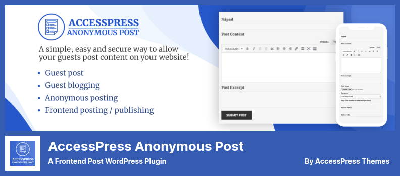 AccessPress Anonymous Post Plugin - Un plugin WordPress de publication frontale