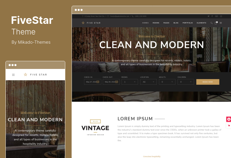 Tema FiveStar - Tema WordPress per la prenotazione di hotel