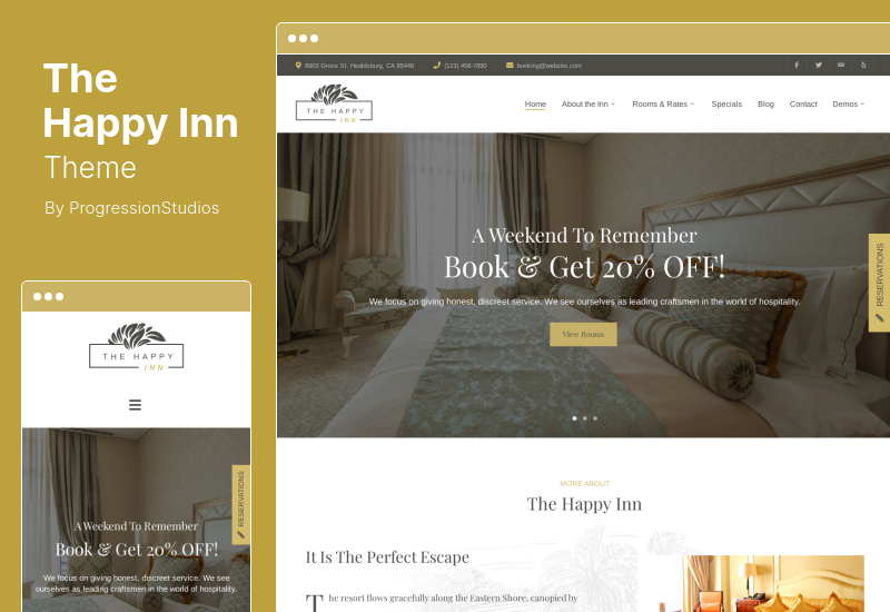 Il tema Happy Inn - Tema WordPress per hotel, bed & breakfast