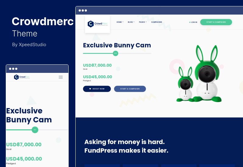 Crowdmerc Theme - Crowdfunding Startup Fundraising WordPress 主题