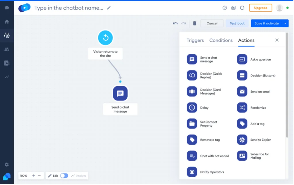 Un diagrama de flujo que muestra un activador y una acción vinculada