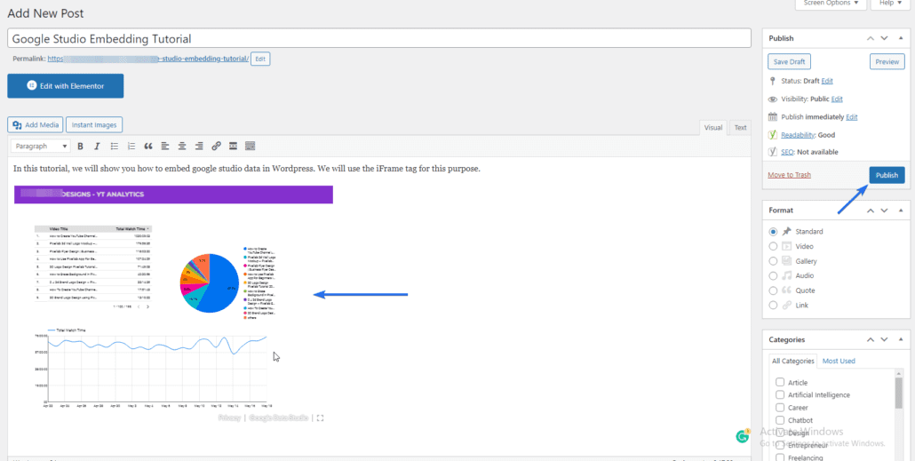 在 wordpress 经典编辑器中嵌入谷歌数据工作室