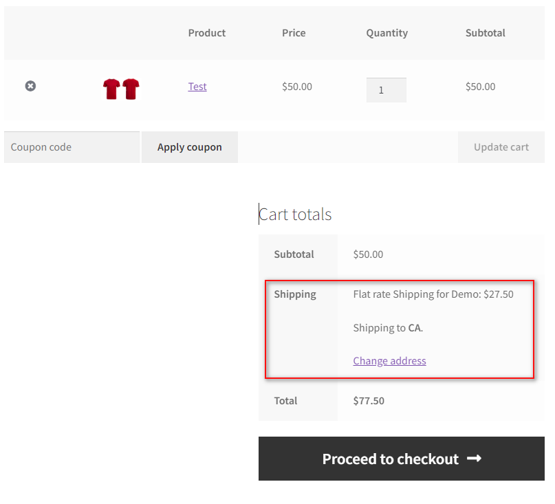 pratinjau berbasis persentase menambahkan pengiriman tarif tetap woocommerce