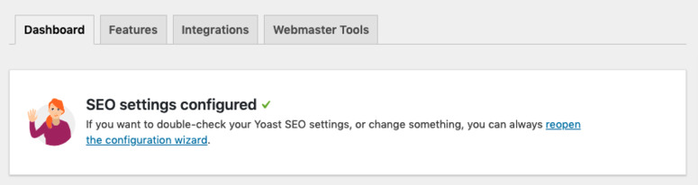 Yoast SEO 设置向导完成