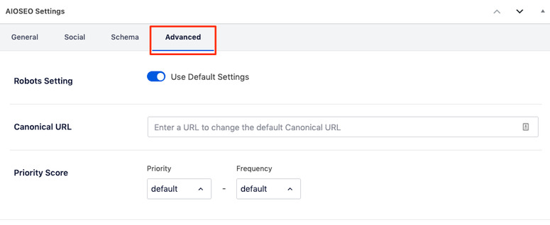 إعدادات AIOSEO المتقدمة