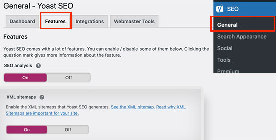 Yoast SEO XML 사이트맵