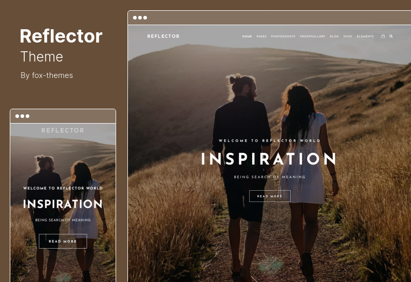 ธีมสะท้อนแสง - สตูดิโอถ่ายภาพและช่างภาพ WordPress Theme