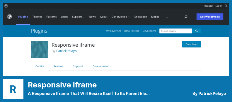 المكون الإضافي iframe المتجاوب - إطار Iframe سريع الاستجابة من شأنه تغيير حجم نفسه إلى العنصر الأصلي