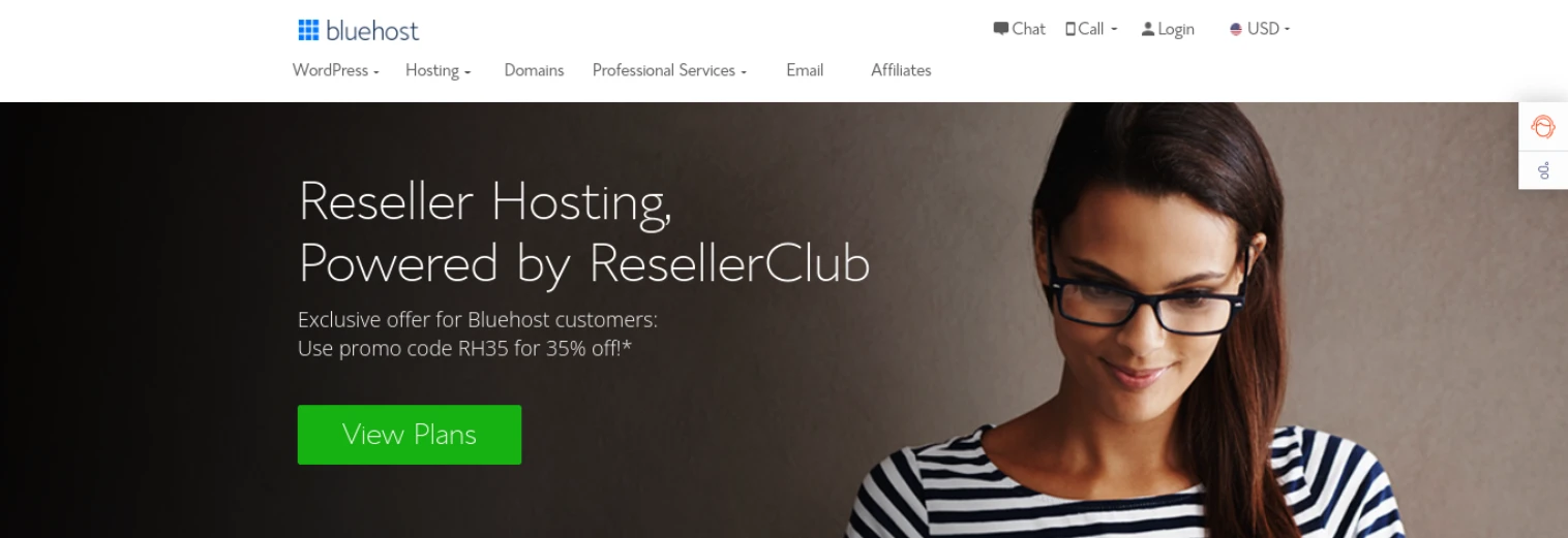 Site-ul Bluehost ResellerClub.