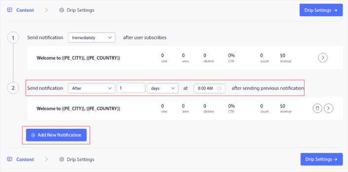 Tambahkan Notifikasi Baru ke Welcome Drip